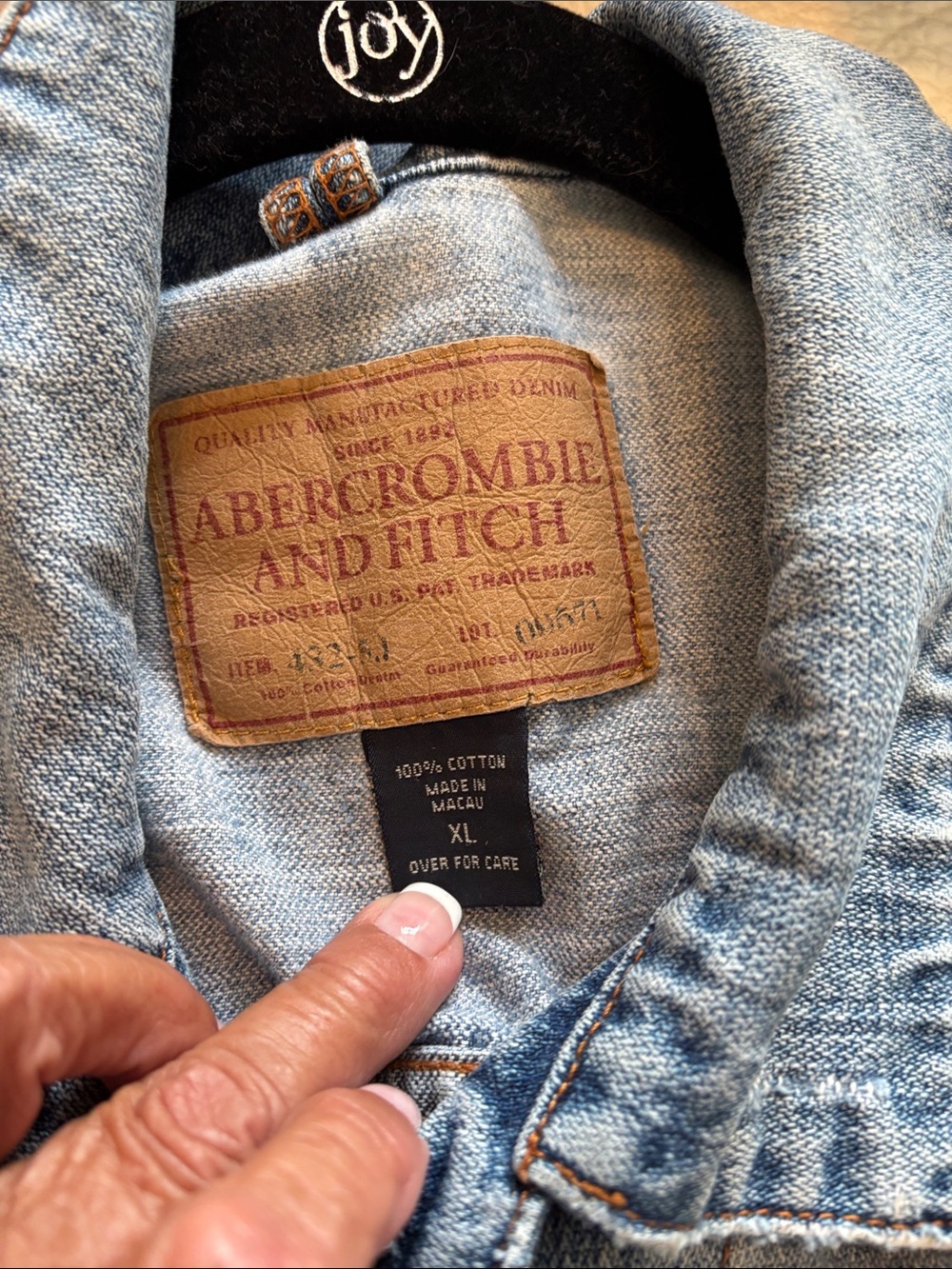 Abercrombie & Fitch Light Blue Denim Jacket with embroidered Grateful Dead bears